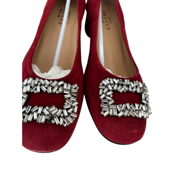 Sesto Meucci Lala Dark Red Suede Clear Stones Pump Italian MSRP $295 SZ 9 N - Picture 6 of 8